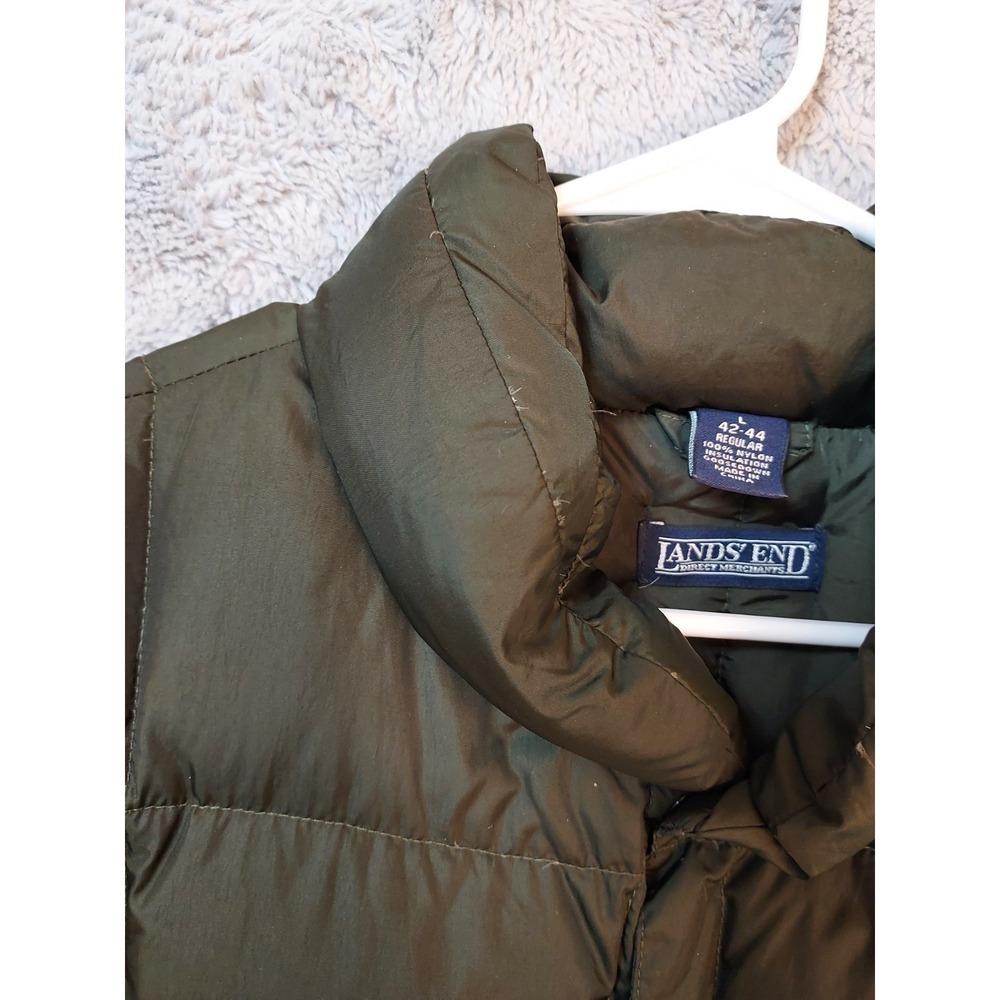 Lands End Vest Mens Large Down Puffer Jacket Quilted Insulated Pockets Green L - Picture 6 of 9